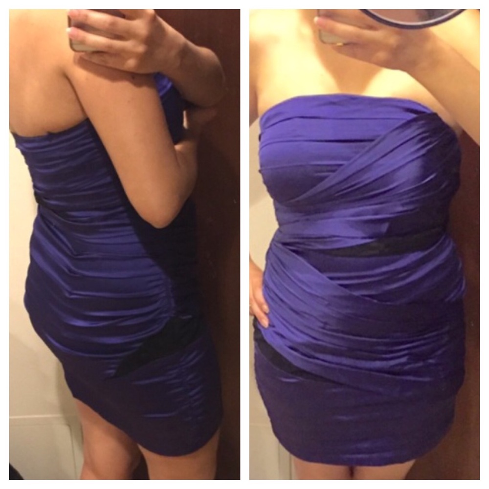 Express purplish satin & lace minidress - Picture 2 of 4